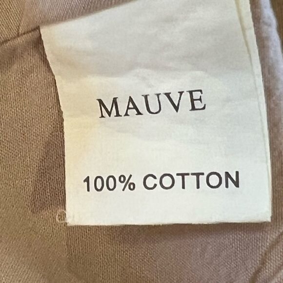 Anthropologie Mauve Brand Lagenlook Cotton Khaki Dress Button Front Tied Overlay - Picture 13 of 14